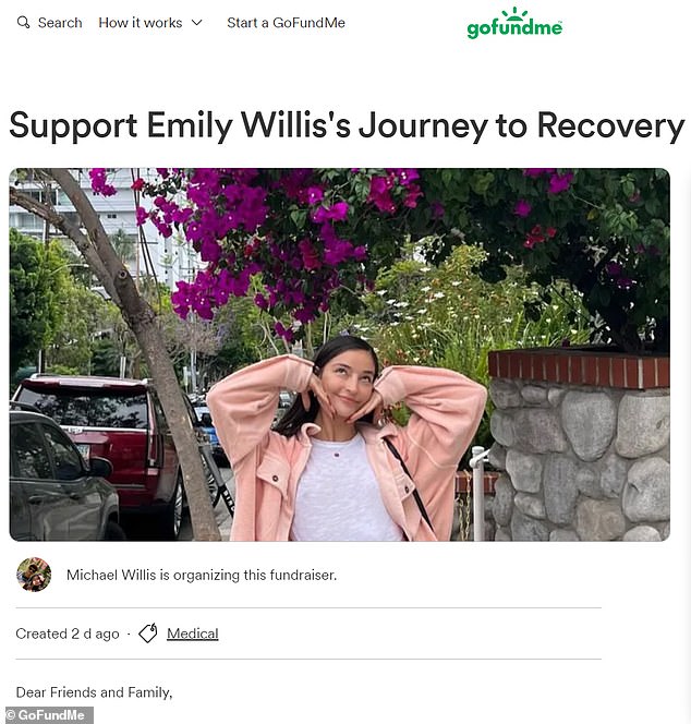 Willis‘ Familie hat ein GoFundMe-Programm eingerichtet, um ihren Krankenhausaufenthalt und ihre Genesung zu finanzieren. Dadurch wurden 28.000 US-Dollar gesammelt