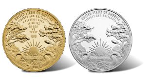 Rückseiten der Goldmünze „Liberty and Britannia“ 2024 und der Silbermedaille „Liberty and Britannia“ 2024