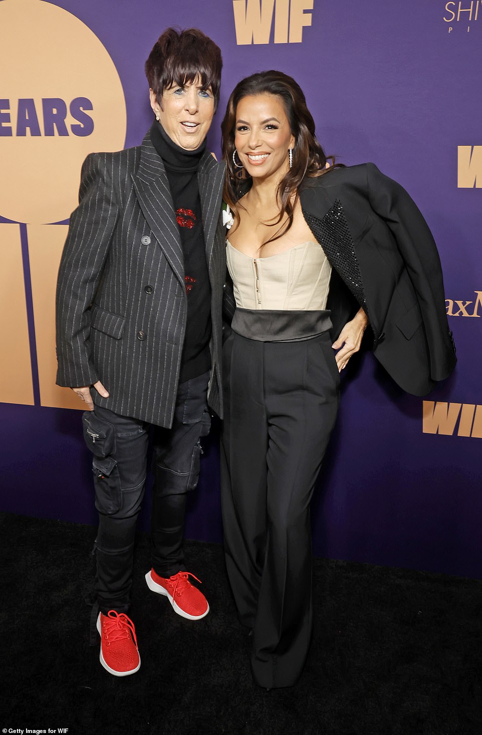 She also posed with legendary songwriter Diane Warren on the red carpet