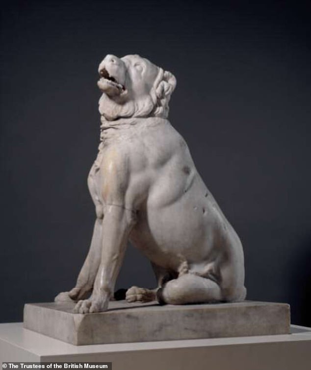 Eine Statue eines molossischen Hundes