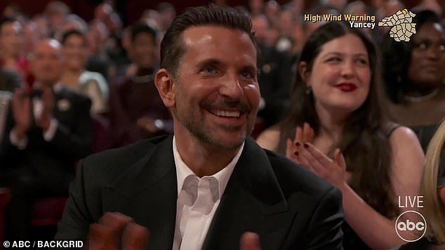 Nominee Bradley Cooper looked to be loving the monologue
