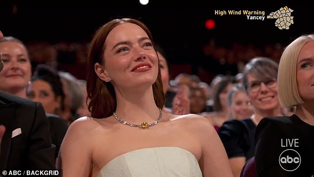 Emma Stone looked radiant as she took in the speech