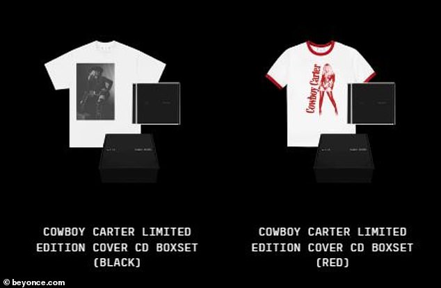 Der Star verfügt über zwei verschiedene Boxsets mit einem einzigartigen T-Shirt. Fans können entweder das schwarze oder das rote T-Shirt plus das Album kaufen – für 40 US-Dollar