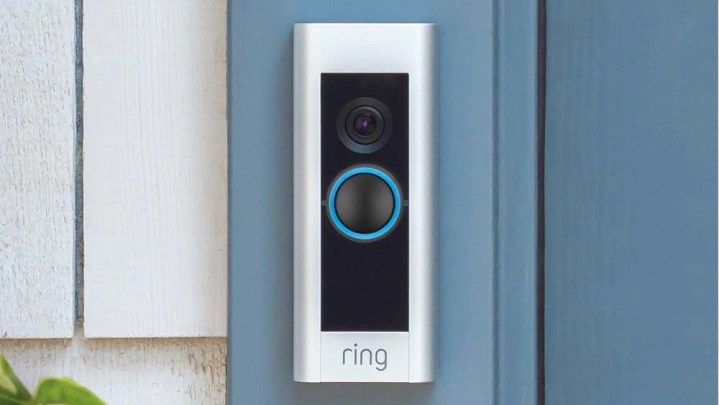 The Ring Video Doorbell Pro on a door.