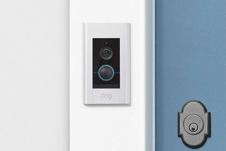 Ring Video Doorbell Elite installed at front door.