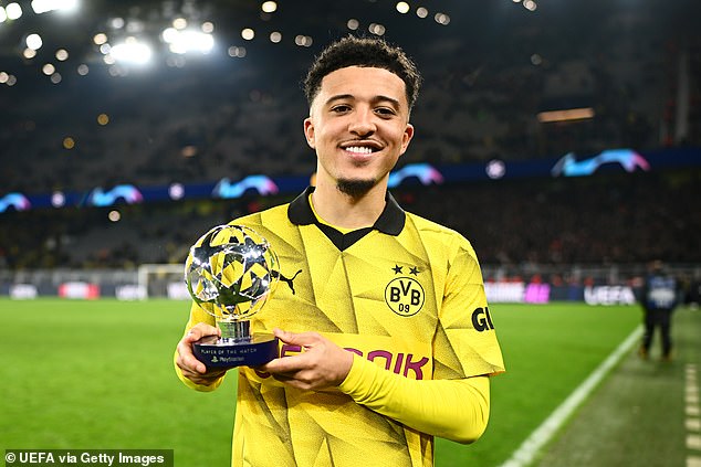 Sancho capped his evening with UEFA's Player of the Match award after Dortmund won 2-0 to beat PSV 3-1 on aggregate and reach the Champions League quarter-finals