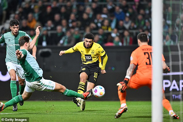 Sancho opened his scoring account second time around for Dortmund by scoring in last weekend's Bundesliga game against Werder Bremen