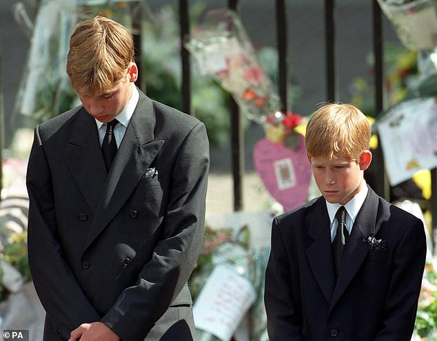 William and Harry together after Diana's funeral at Westminster Abbey in September 1997