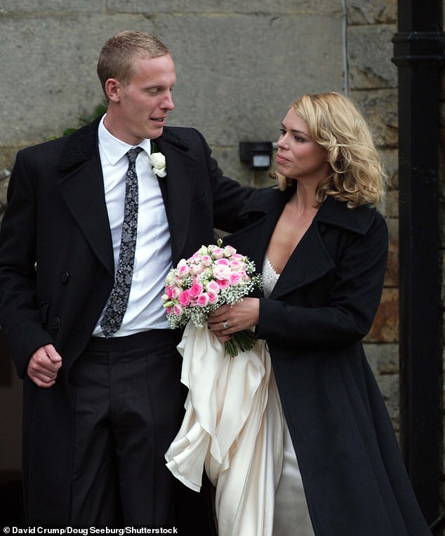 Billie tries to avoid hearing anything about her ex, who has hit headlines in recent weeks for a slew of controversies (pictured on their wedding day in 2007)