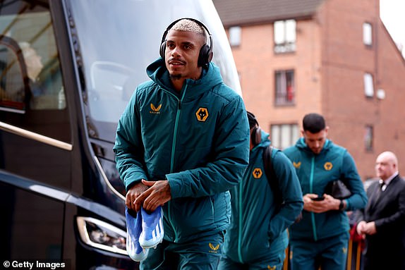 WOLVERHAMPTON, ENGLAND - MARCH 16: Mario Lemina of Wolverhampton Wanderers arrives at the stadium prior to the Emirates FA Cup Quarter Final match between Wolverhampton Wanderers and Coventry City at Molineux on March 16, 2024 in Wolverhampton, England. (Photo by Nathan Stirk/Getty Images)