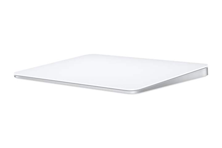Ein weißes Apple Magic Trackpad vor weißem Hintergrund.