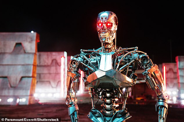 An AI uprising like in The Terminator (pictured) isn't likely to result in killer robots, but the experts are genuinely worried about an AI like Skynet escaping human control