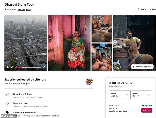 Die „Dharavi Slums Tour“ wird auf Airbnb als zweistündige Tour beworben, die von Jitrenda, die in Mumbai aufgewachsen ist, moderiert wird