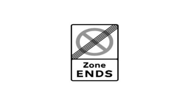 Straßenschild „Zone endet“.