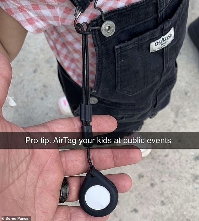 An anderer Stelle beschloss ein Vater, sein Kind bei einer öffentlichen Veranstaltung per Airtag zu markieren, damit er es im Auge behalten konnte, falls es weglief