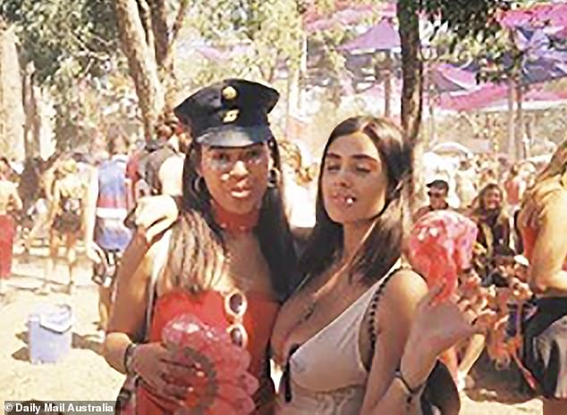 Bianca is pictured right at the Rainbow Serpent music festival in Victoria in 2017. Like Kim, Bianca is also a fan of figure-hugging outfits and boasts a very similar wardrobe to the TV star