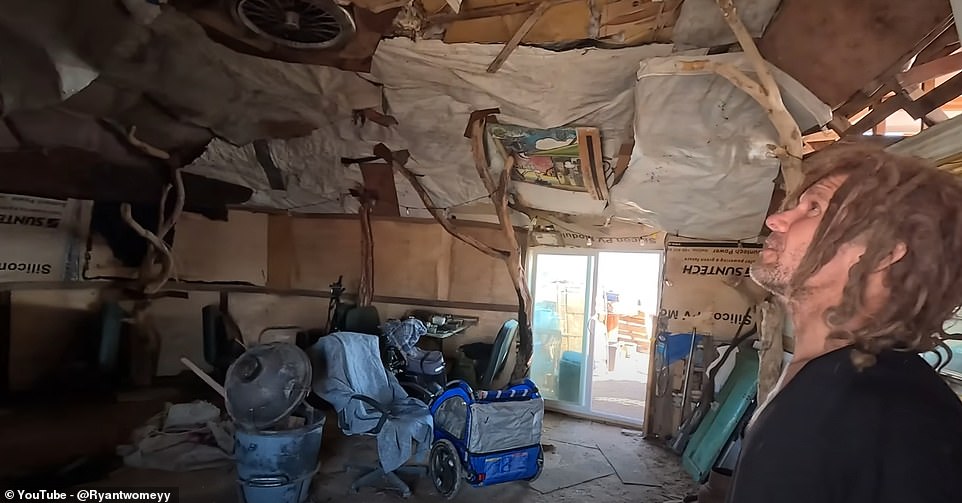 DNA explains that in Slab City there is lots of trash that can be used for building, and some of the materials he used to build his abode included 'metal from burnouts,' mattresses, a tree and pallets