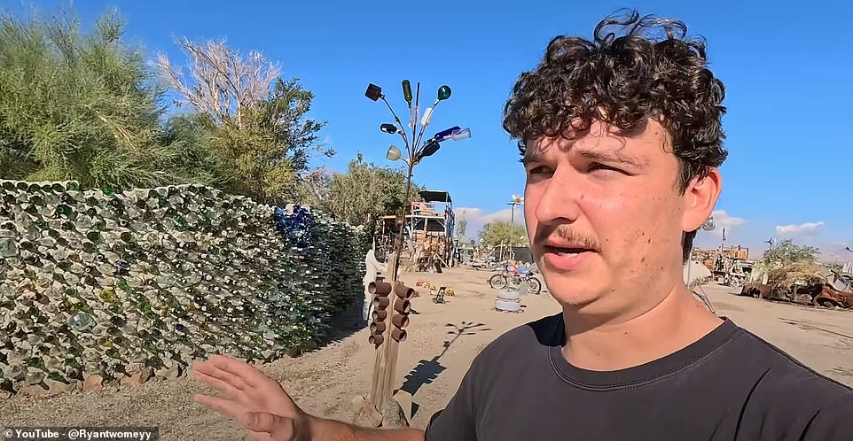 While Slab City - which originally started life as a military camp - has a reputation for harboring criminals, Ryan says he found the community some of the 'friendliest and most welcoming people' he had 'ever met'