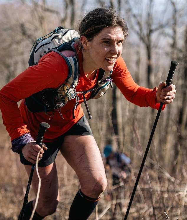 Pictured: Jasmin Paris competing in the Barkley Marathons in the Tennessee. In an interview with the BBC afterwards, Jasmin detailed being covered in scratches from brambles