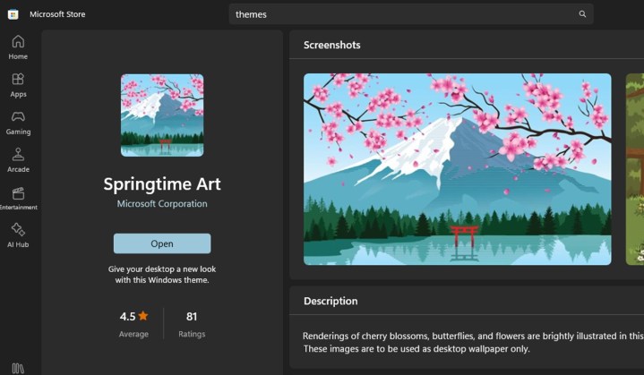 Screenshot des Springtime Art-Designs im Microsoft Store.