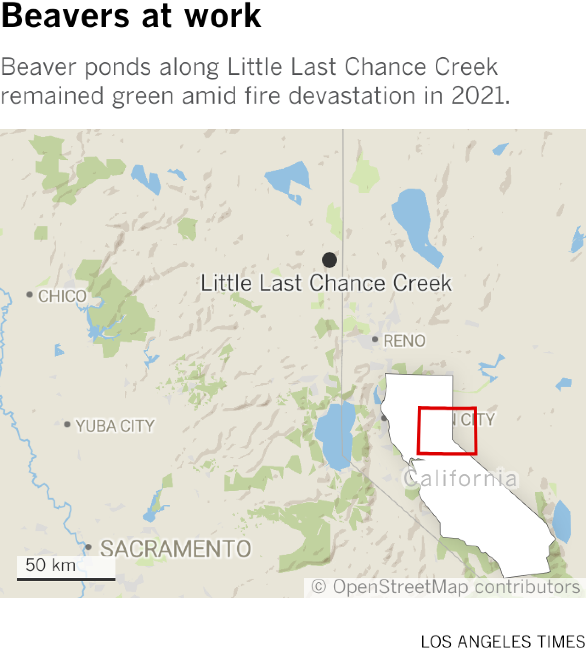 Die Karte zeigt Little Last Chance Creek in Nordkalifornien.