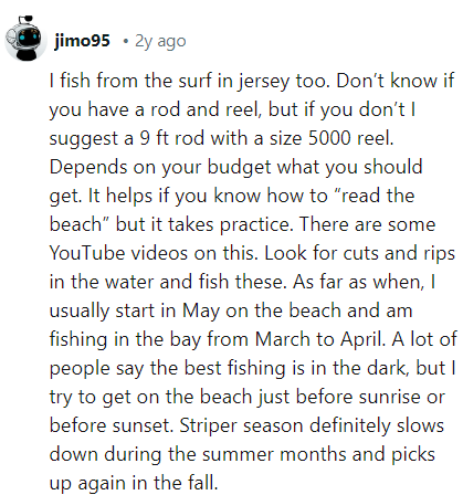 Screenshot einer schlechten Antwort zum Thema Salzwasserfischen auf Reddit