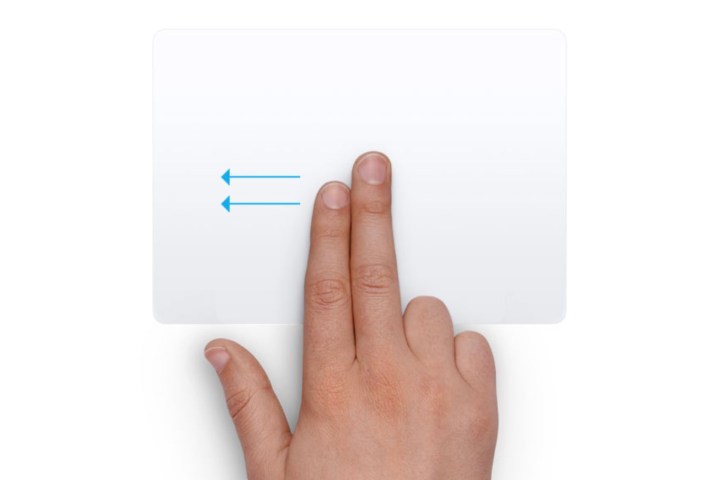 Eine Hand, die den Notification Center-Befehl auf einem macOS-Trackpad ausführt.