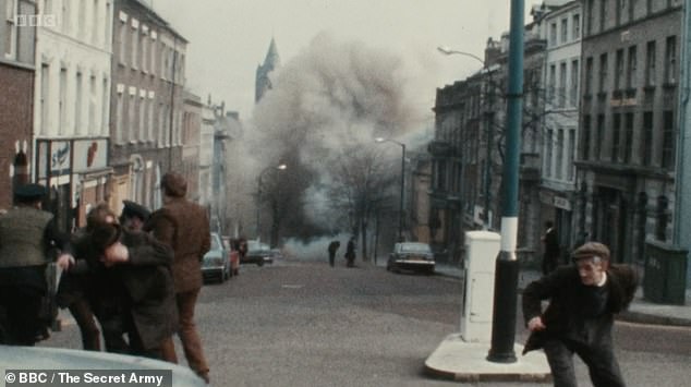 This is the moment a car bomb was detonated on Shipquay Street in 1972. The huge explosion injured 26 people and destroyed several buildings in the city centre