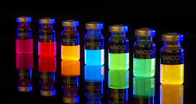 Komplexe Technologie: In Flaschen gelagert, bestimmt die Größe der QDs die Farbe, die sie abgeben