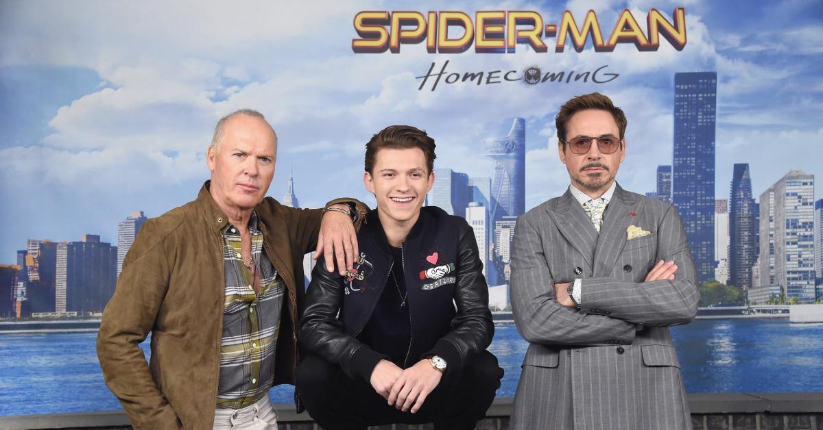Michael Keaton, Tom Holland und Robert Downey Jr. im "Spiderman: Heimkehr" New Yorker Fototermin am 25. Juni 2017