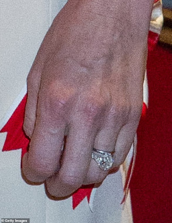 Albert proposed with a handcrafted pear-cut diamond flanked by smaller diamonds designed by Paris-based Italian jeweller Repossi, pictured on Charlene's finger in 2012