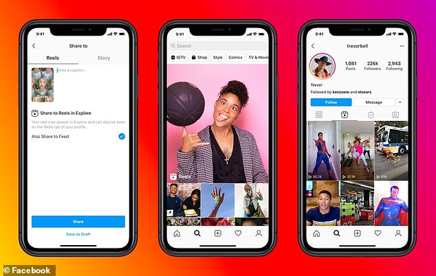 Instagram führte 2020 mit Reels seine eigene Version von Kurzvideos ein, während Facebook im darauffolgenden Jahr folgte.  Abgebildet, Reels auf Instagram