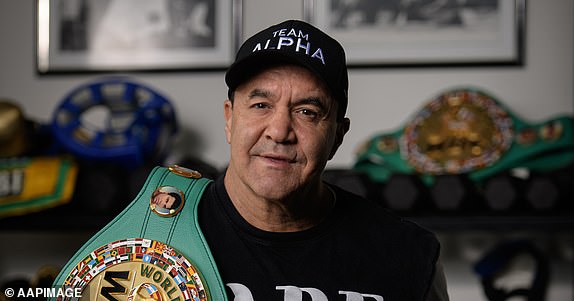 Retired Australian boxer Jeff Fenech poses for a photograph at his home in Sydney, Thursday, April 9, 2020. (AAP Image/Dan Himbrechts) NO ARCHIVING11405431
