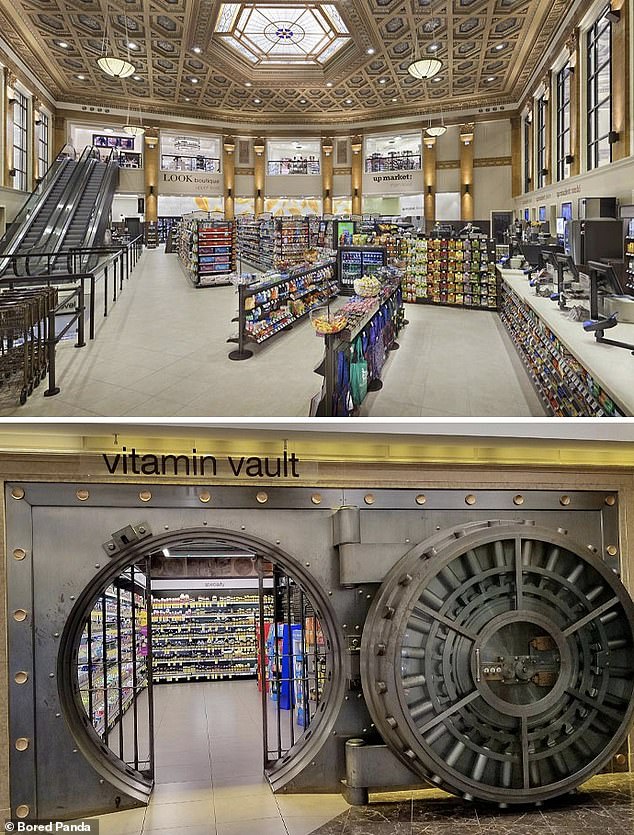 Darunter auch eine Walgreens-Apotheke in Chicago, die früher eine historische und sehr opulente Bank war