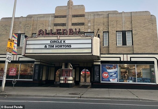 Dieses Tim Hortons und Circle K in Toronto, Ohio, war früher eindeutig ein altmodisches Kino
