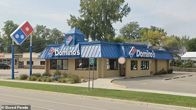 Mittlerweile war dieses Domino's in Albert Lea, Minnesota, eindeutig früher ein KFC, aber das Dach wurde blau statt im klassischen Rot gestrichen