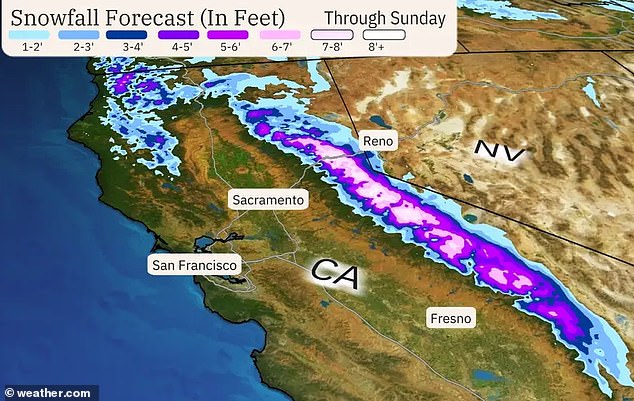 A powerful blizzard is set to stuck California on Friday. Residents were warned to brace for up to 12 feet of snow and 145 mile-per-hour winds
