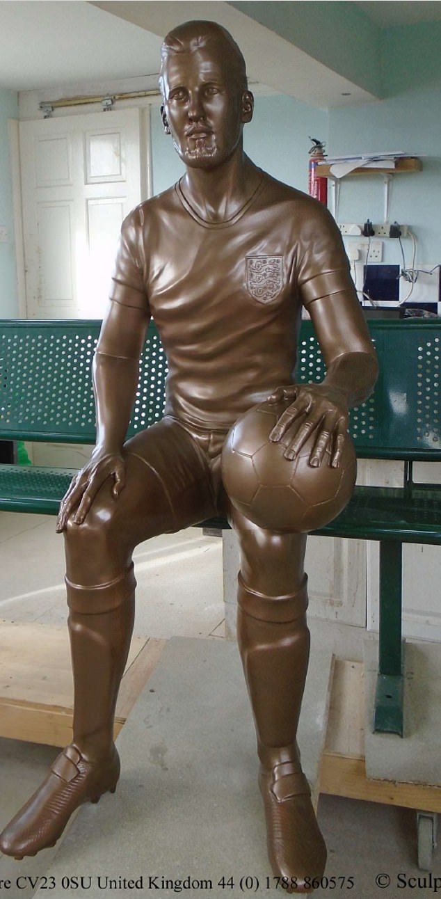 The statue of England captain Harry Kane - which was commissioned five years ago - has been pictured for the very first time