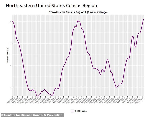 Diese Grafik der CDC zeigt, wie die Fälle in den letzten Wochen auf 16,5 Prozent gestiegen sind