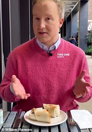 Der Burrito sollte mit der dominanten Hand aufgenommen werden, erklärt William