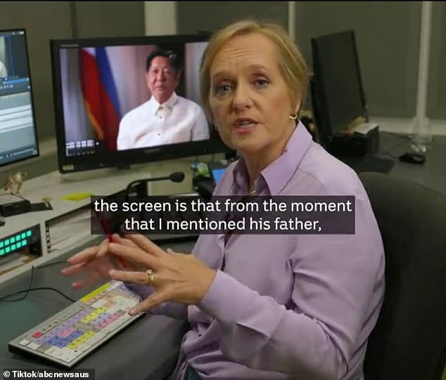 In einem TikTok-Video mit dem Titel „Was passiert, wenn Sie einen Präsidenten nach Korruption fragen?“  7.30 Moderatorin Sarah Ferguson sprach darüber, was sich hinter den Kulissen abspielte, nachdem sie Marcos Jr. nach der angeblichen Korruption seiner Familie gefragt hatte