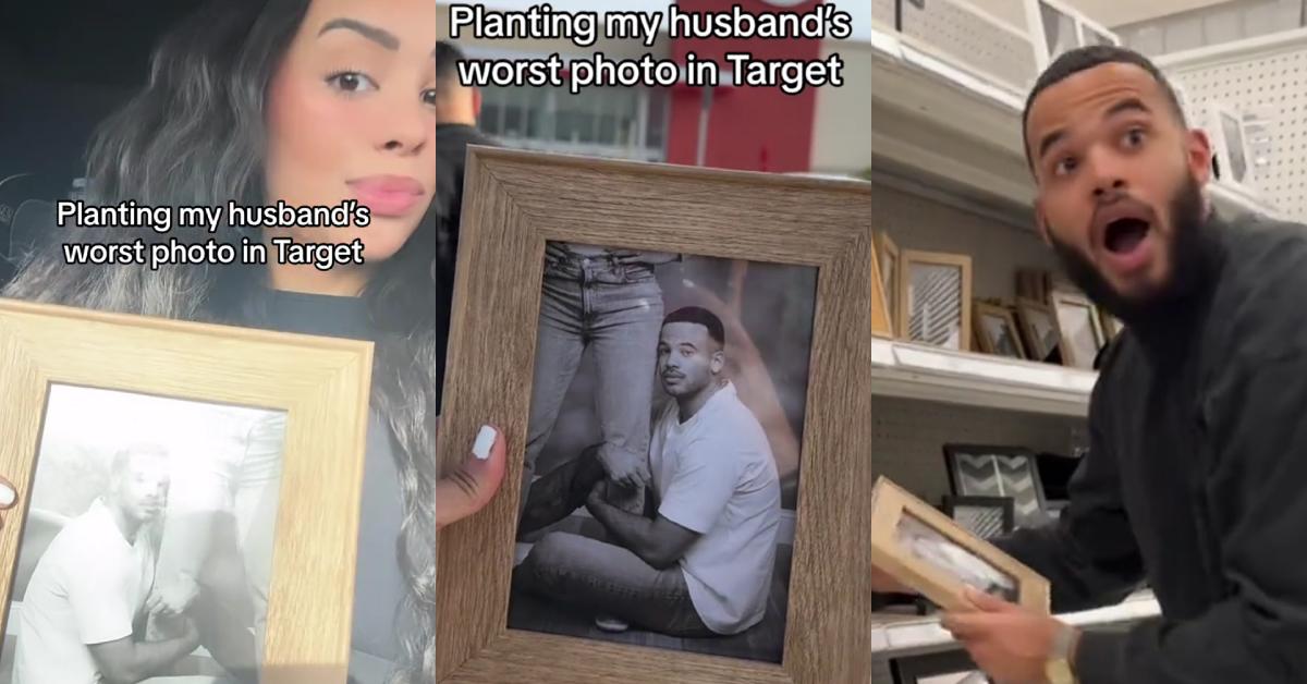 Frau macht ihrem Ehemann einen Streich, indem sie sein „schlechtestes Bild“ in Target einrahmt