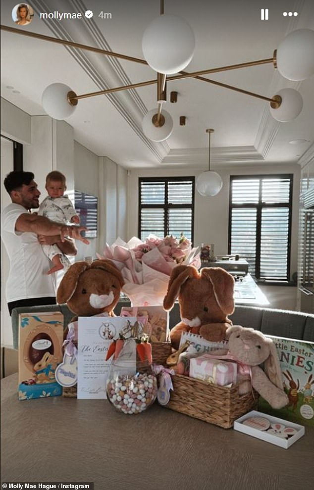 Among the stars celebrating the holiday weekend, Molly-Mae Hague and Tommy Fury, both 24, showered daughter Bambi, 14 months, with a display of gifts for Easter Sunday