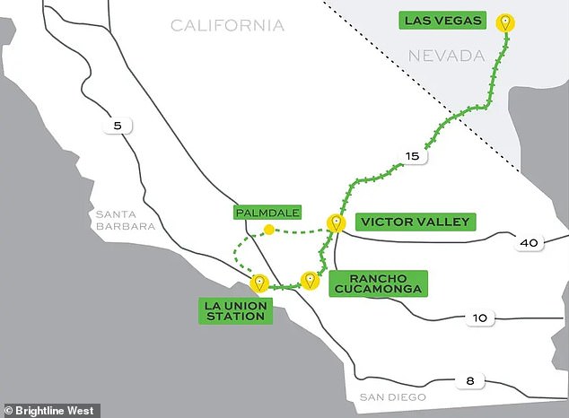 Brightline baut den Hochgeschwindigkeitszug „Brightline“ von Kalifornien nach Nevada, der bis 2026 betriebsbereit sein könnte und in der Lage sein wird, Passagiere in nur zwei Stunden von Los Angeles nach Las Vegas zu befördern