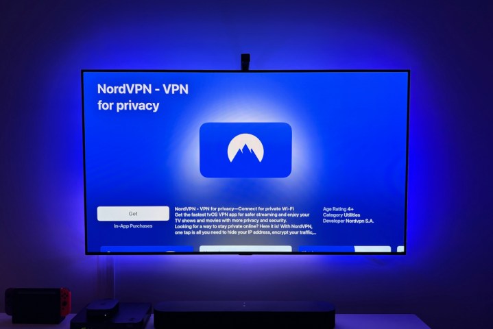 Die NordVPN-App im App Store auf Apple TV.