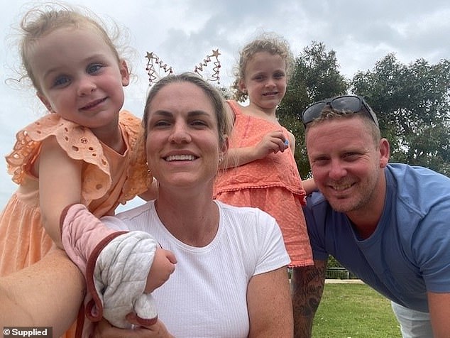 Sydney is so expensive thousands of young people are moving out every year so they can buy a house and have children (pictured is Sandy Wearmouth with her husband Kevin Wearmouth and their daughters Emily, 5, and Lara, 3