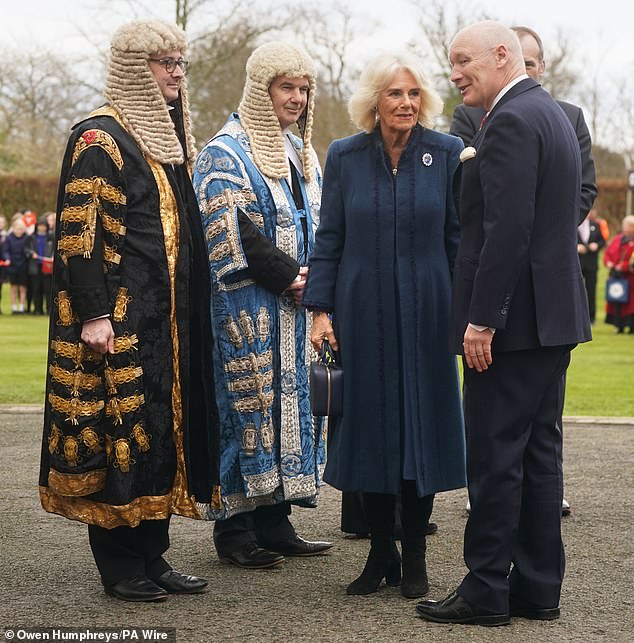 After visiting the City Hall, Camilla was welcomed to Government House in Onchan, Isle of Man, to meet community groups