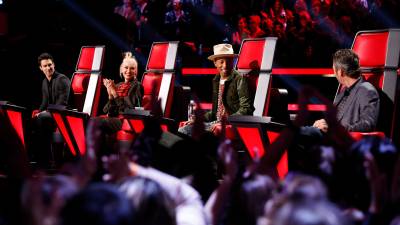 Gwen Stefani kehrt zu „The Voice“ zurück: Sehen Sie sich ihre Ankündigung mit Ehemann Blake Shelton und John Legend an