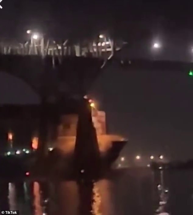 Harrowing footage captured the moment Baltimore's Key Bridge collapsed after being struck by a cargo ship, leaving six construction workers missing