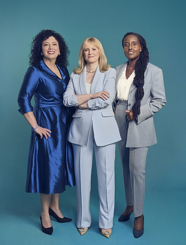 Rosie (pictured centre, with Maya Forstater, left, and Sonya Douglas, right) has had death threats, been 'cancelled' on TV and shunned by fellow MPs